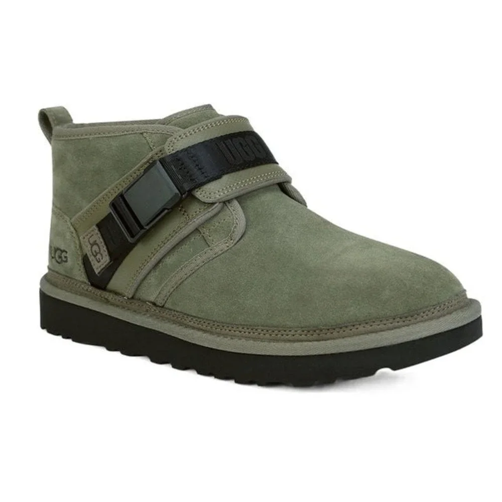 UGG Neumel Boot Snapback Low Strap Suede Shearling Lined Slip-On in Green Size 8